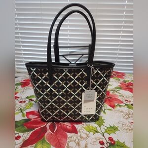A New Day Black and Cream Patterned Tote Bag